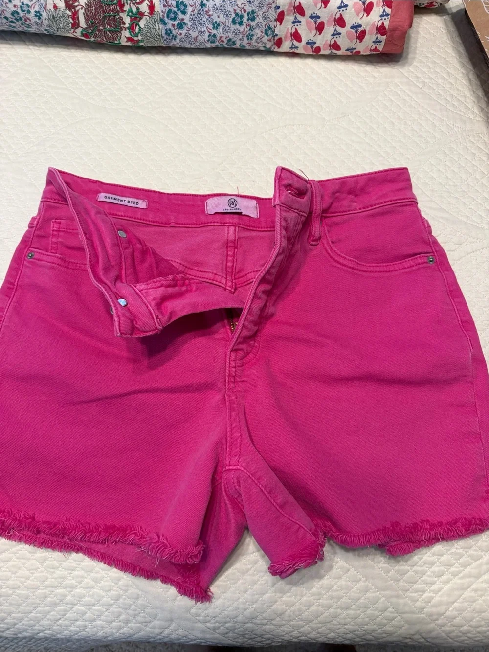 Garment Dyed Hot Pink Denim Shorts by Unknown Brand